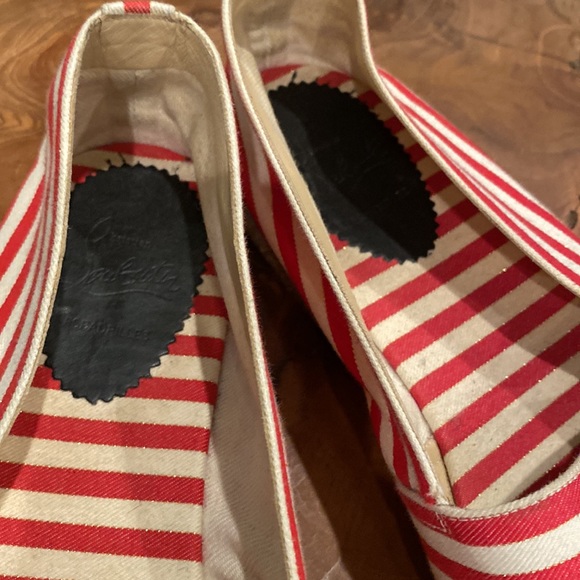 Christian Louboutin Galia  Striped Canvas Espadrilles size 12 with metallic - Picture 4 of 6
